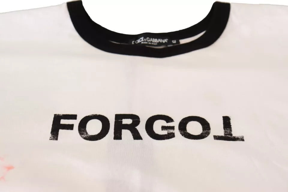 Dolce & Gabbana White Forgot Print Short Sleeves Crop T-shirt Dolce & Gabbana