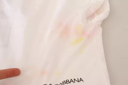 Dolce & Gabbana White Forgot Print Short Sleeves Crop T-shirt Dolce & Gabbana