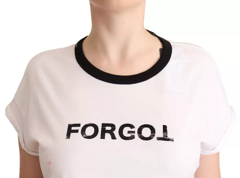 Dolce & Gabbana White Forgot Print Short Sleeves Crop T-shirt Dolce & Gabbana