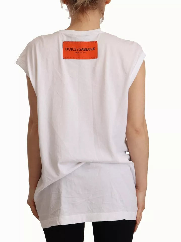 Dolce & Gabbana White L'AMORE Cotton Sleeveless Tank Top T-shirt Dolce & Gabbana