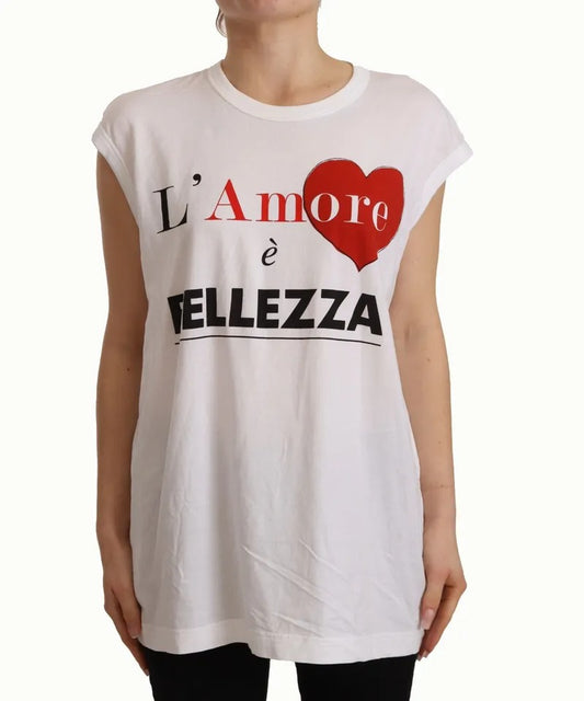 Dolce & Gabbana White L'AMORE Cotton Sleeveless Tank Top T-shirt Dolce & Gabbana