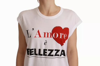 Dolce & Gabbana White L'AMORE Cotton Sleeveless Tank Top T-shirt Dolce & Gabbana