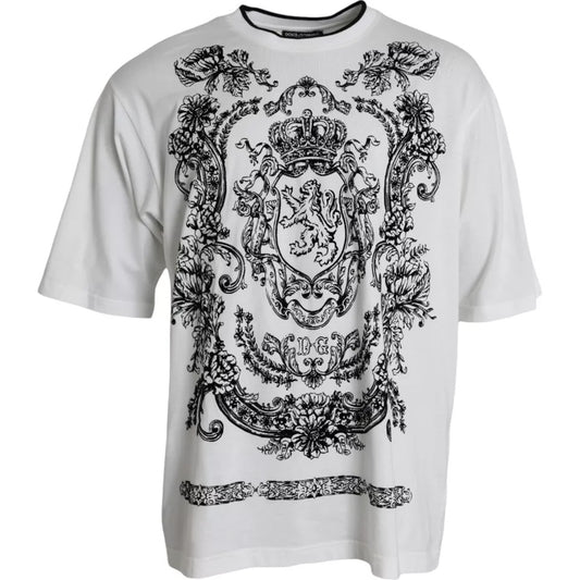 Dolce & Gabbana White Lion Crown Logo Cotton Crewneck T-shirt Dolce & Gabbana