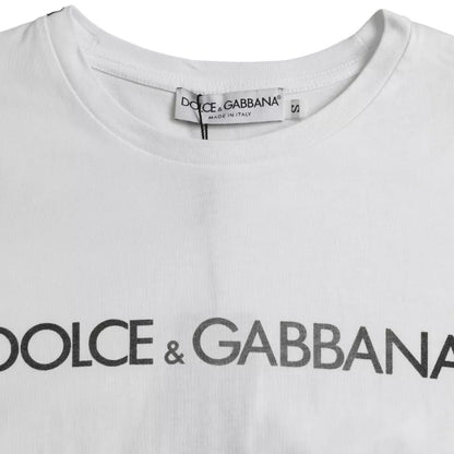 Dolce & Gabbana White Logo Print Cotton Crew Neck Men Top T-shirt Dolce & Gabbana