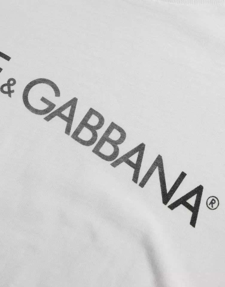 Dolce & Gabbana White Logo Print Cotton Crew Neck Men Top T-shirt Dolce & Gabbana