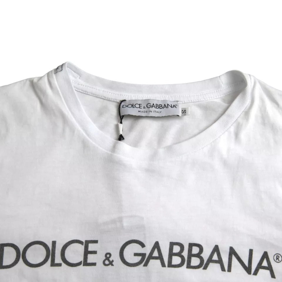 Dolce & Gabbana White Logo Cotton Crew Neck Short Sleeves T-shirt Dolce & Gabbana