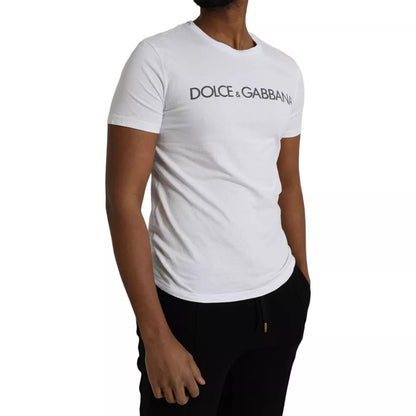 Dolce & Gabbana White Logo Cotton Crew Neck Short Sleeves T-shirt Dolce & Gabbana