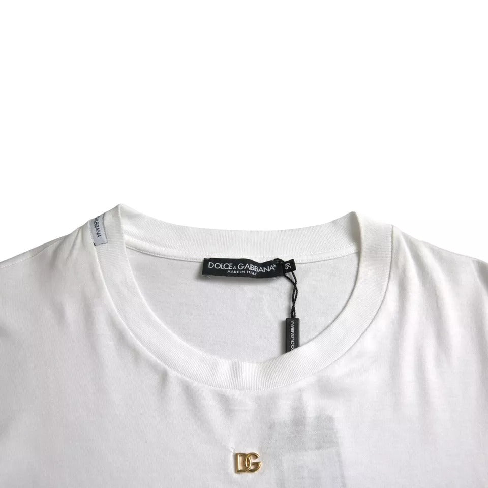 Dolce & Gabbana White Logo Cotton Round Neck Short Sleeves T-shirt Dolce & Gabbana