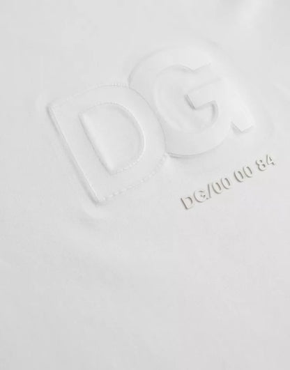 Dolce & Gabbana White Logo Embossed Cotton Crewneck T-shirt Dolce & Gabbana