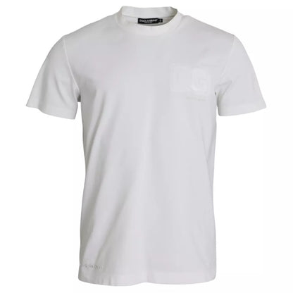 Dolce & Gabbana White Logo Embossed Cotton Crewneck T-shirt Dolce & Gabbana