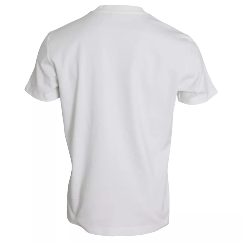 Dolce & Gabbana White Logo Embossed Cotton Crewneck T-shirt Dolce & Gabbana