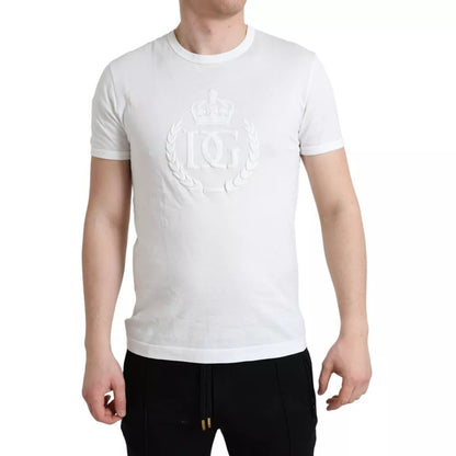 Dolce & Gabbana White Logo Embossed Crew Neck Short Sleeves T-shirt Dolce & Gabbana