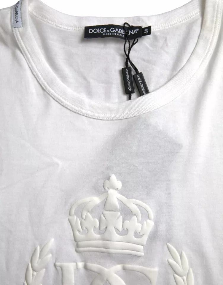 Dolce & Gabbana White Logo Embossed Crew Neck Short Sleeves T-shirt Dolce & Gabbana