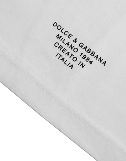 Dolce & Gabbana White Logo Print Cotton Crewneck Men T-shirt Dolce & Gabbana