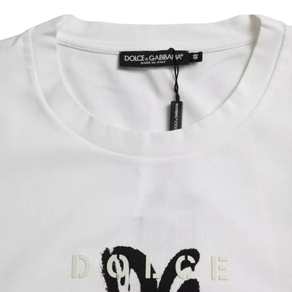 Dolce & Gabbana White Logo Print Cotton Crewneck Men T-shirt Dolce & Gabbana