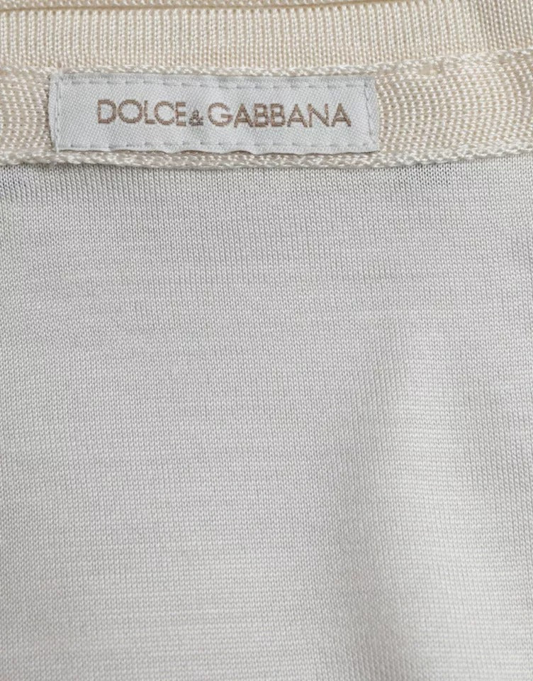 Dolce & Gabbana White Short Button Closure Silk Top T-shirt Dolce & Gabbana