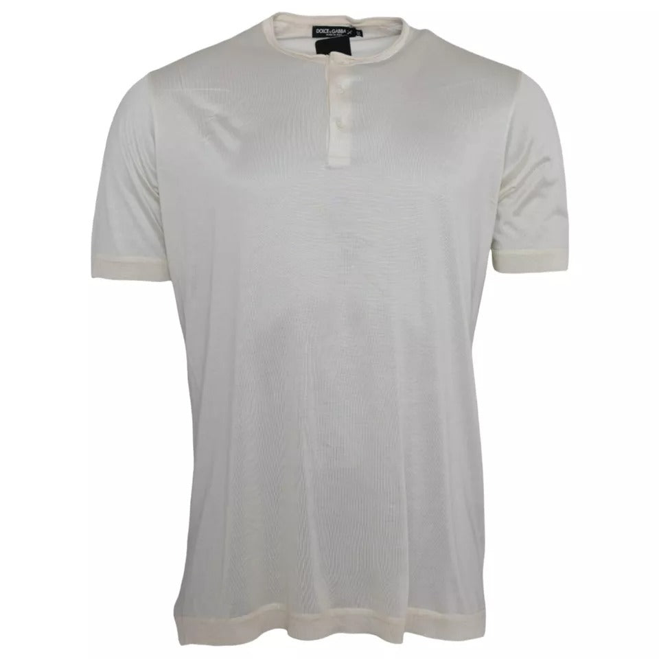 Dolce & Gabbana White Short Button Closure Silk Top T-shirt Dolce & Gabbana