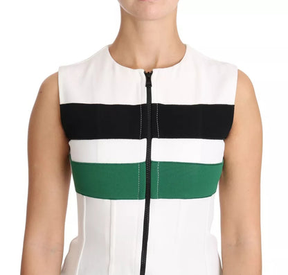 Dolce & Gabbana White Striped Cotton Sleeveless Top T-shirt Dolce & Gabbana