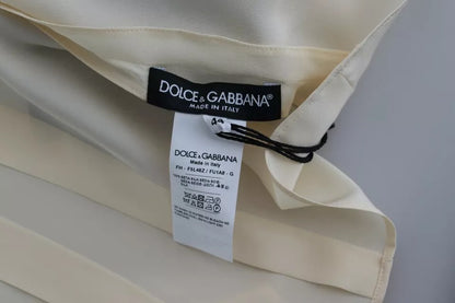 Dolce & Gabbana Beige Silk Crepe Shirt Padded Shoulder Top Dolce & Gabbana