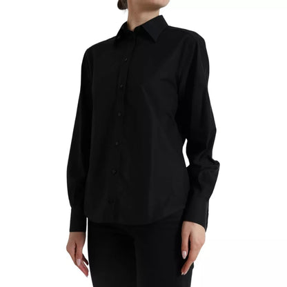 Dolce & Gabbana Black Cotton Collared Formal Dress Shirt Top Dolce & Gabbana