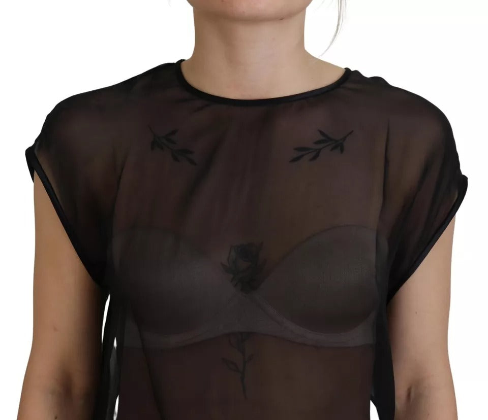 Dolce & Gabbana Black Mesh Transparent Blouse Pullover Top Dolce & Gabbana