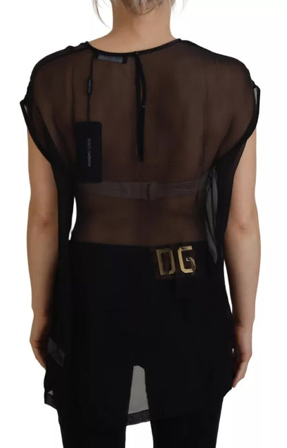 Dolce & Gabbana Black Mesh Transparent Blouse Pullover Top Dolce & Gabbana