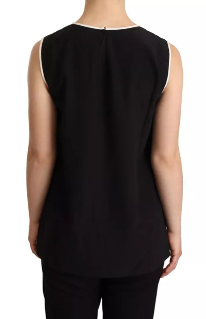 Dolce & Gabbana Black Silk Eleganza Print Sleeveless Tank Top Dolce & Gabbana