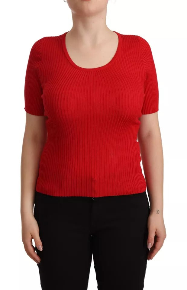 Dolce & Gabbana Red Silk T-shirt Short Sleeve Top Blouse Dolce & Gabbana