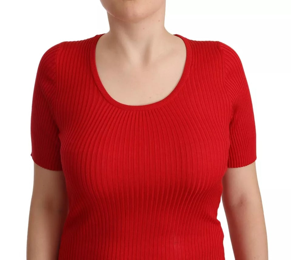 Dolce & Gabbana Red Silk T-shirt Short Sleeve Top Blouse Dolce & Gabbana