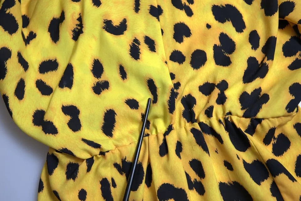 Dolce & Gabbana Yellow Leopard Print Long Sleeves Top Blouse Dolce & Gabbana