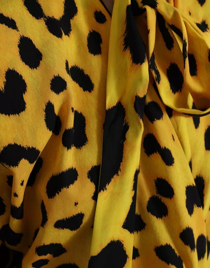 Dolce & Gabbana Yellow Leopard Print Long Sleeves Top Blouse Dolce & Gabbana