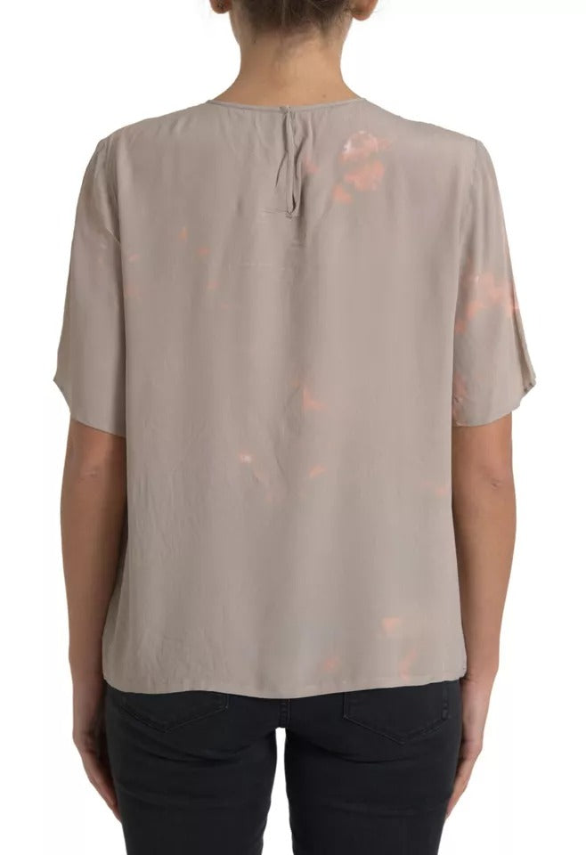 Dolce & Gabbana Brown Round Neck Short Sleeve Blouse Top Dolce & Gabbana