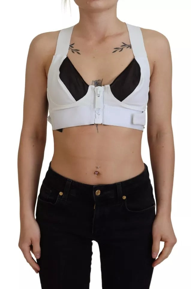 Dolce & Gabbana White Viscose Sleeveless Cropped Bustier Top Dolce & Gabbana