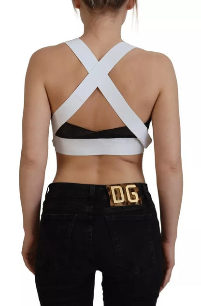 Dolce & Gabbana White Viscose Sleeveless Cropped Bustier Top Dolce & Gabbana