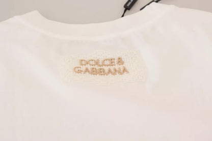 Dolce & Gabbana Optical White Printed Short Sleeves Top Dolce & Gabbana