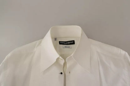 Dolce & Gabbana White Cotton Dress Collared Long Sleeves Shirt Top Dolce & Gabbana