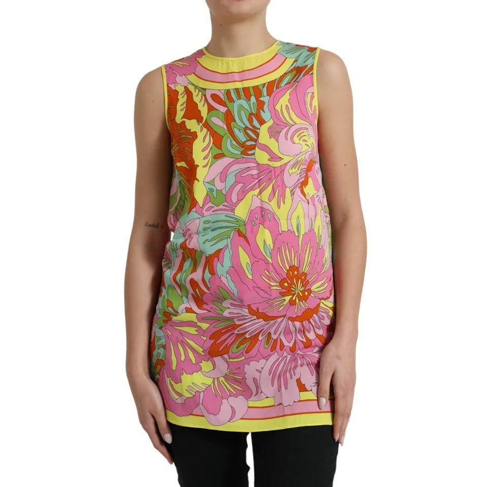 Dolce & Gabbana Multicolor Floral Silk Sleeveless Tank Top Dolce & Gabbana