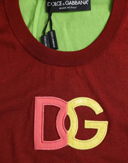 Dolce & Gabbana Red Green Silk DG Logo Sleeveless Tank Top Dolce & Gabbana