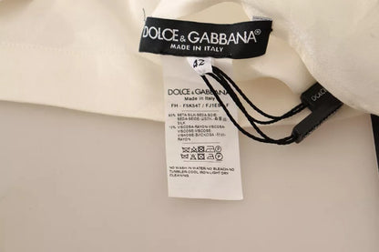 Dolce & Gabbana White Blouse Ascot Collar Shirt Silk Button Top Dolce & Gabbana