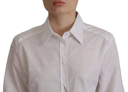 Dolce & Gabbana White Cotton Collared Formal Dress Shirt Top Dolce & Gabbana