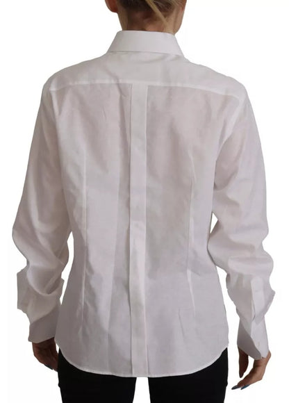 Dolce & Gabbana White Cotton Collared Formal Dress Shirt Top Dolce & Gabbana