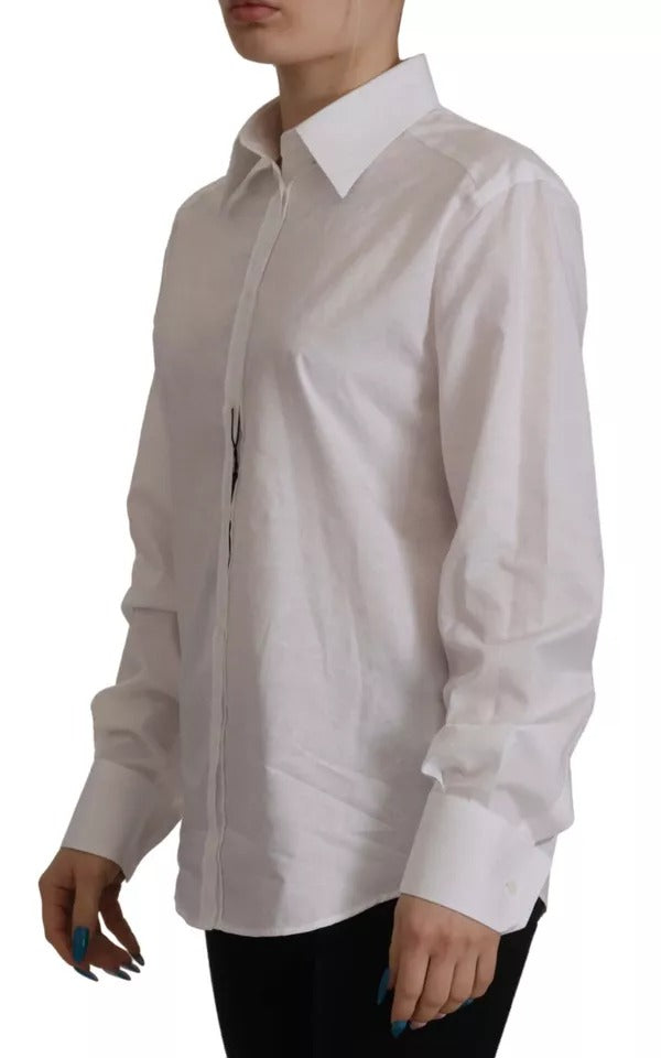 Dolce & Gabbana White Cotton Collared Formal Dress Shirt Top Dolce & Gabbana