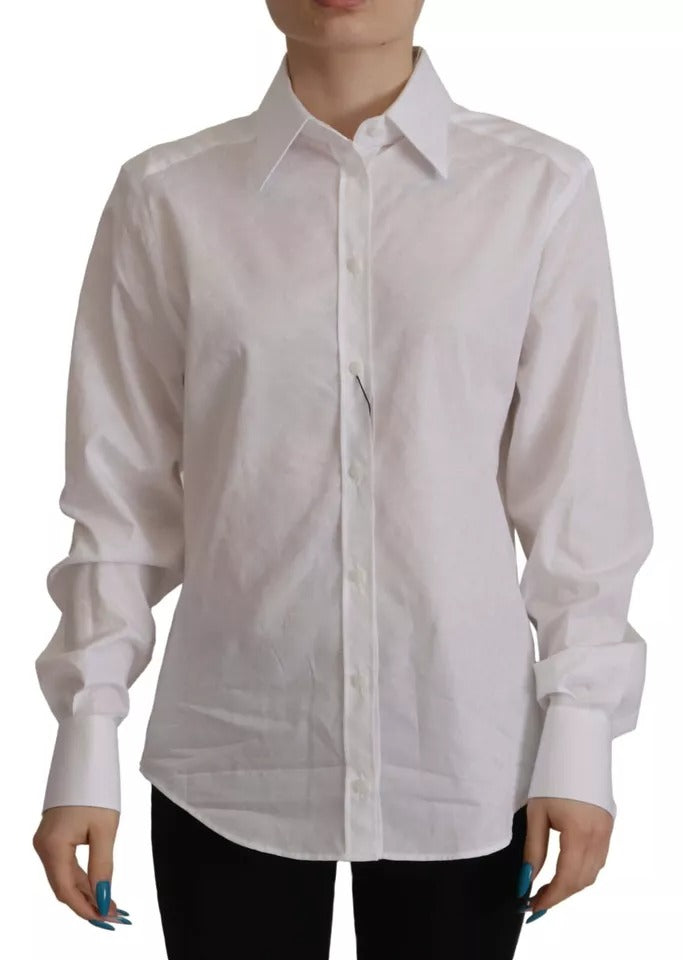 Dolce & Gabbana White Cotton Collared Formal Dress Shirt Top Dolce & Gabbana