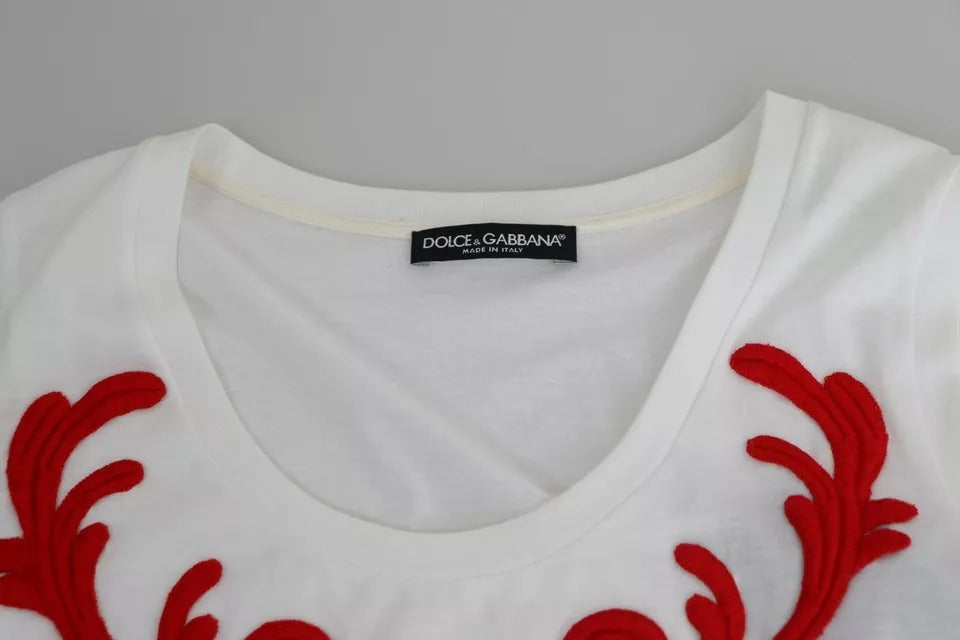 Dolce & Gabbana White Cotton Heart Applique Sleeveless Tank Top Dolce & Gabbana