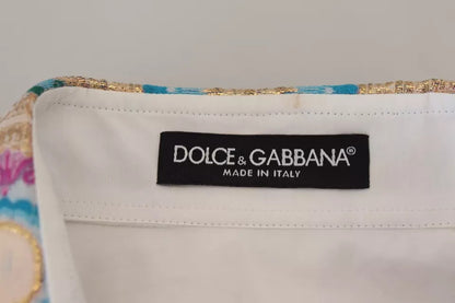 Dolce & Gabbana White Floral Jacquard Cotton Long Sleeves Top Dolce & Gabbana