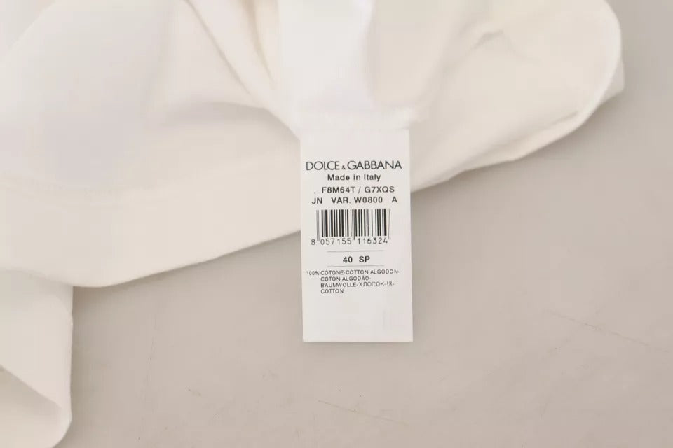 Dolce & Gabbana White Striped Short Sleeves Pullover Top Dolce & Gabbana