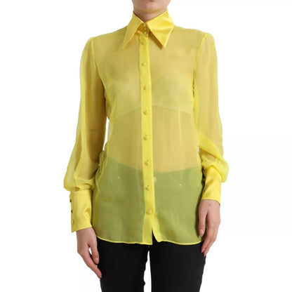 Dolce & Gabbana Yellow Long Sleeve Button Down Blouse Top Dolce & Gabbana