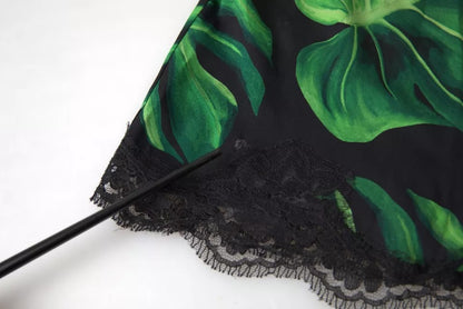 Dolce & Gabbana Black Philodendron Print Silk Camisole Underwear Dolce & Gabbana