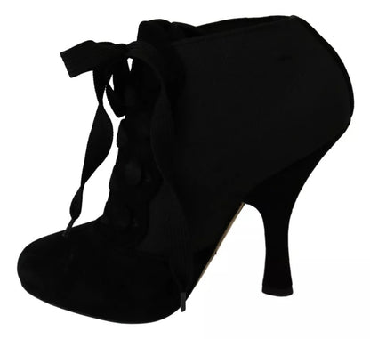 Dolce & Gabbana Black Suede Stretch Ankle Boots Booties Shoes Dolce & Gabbana