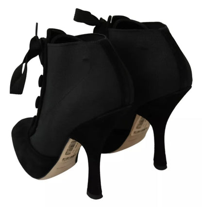 Dolce & Gabbana Black Suede Stretch Ankle Boots Booties Shoes Dolce & Gabbana